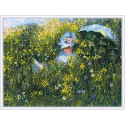Afbeelding van Borduurpakket In the Meadow after C. Monet Riolis 1850