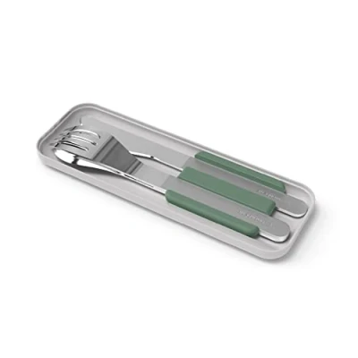 Afbeelding van MONBENTO Bestekset Lunchbox MB Slim Box Natural Vert 3 delig Vork Mes Lepel Reisbestek voorde Bento Original en Square Werk/School/Picknick Inox Groen