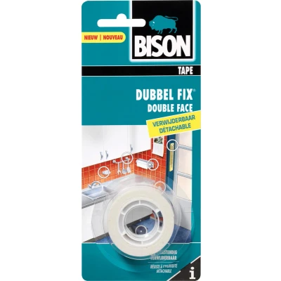 Afbeelding van Bison Dubbel Fix dubbelzijdig tape wit