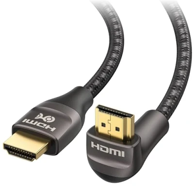 Afbeelding van Cable Matters 48Gbps Ultra HD 8K Right Angle HDMI (270 graden kabel, hoekkabel) in bruin 2 meter
