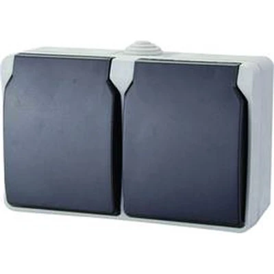 Afbeelding van GAO 9872 Standaard Wandcontactdoos dubbel spatwaterdicht Grijs