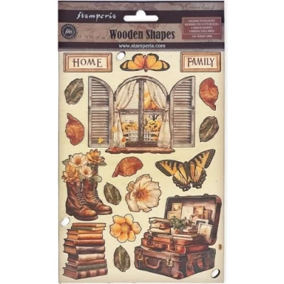 Afbeelding van Stamperia Golden Harmony Colored Wooden Shape A5 Accessories (KLSP170)