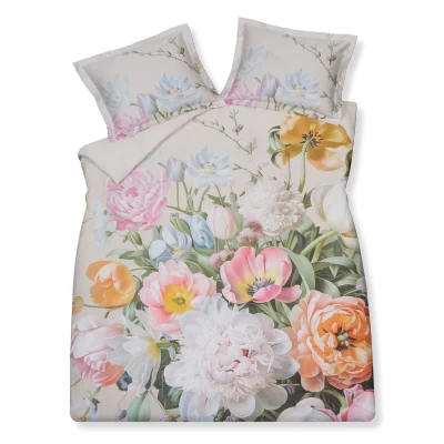 Afbeelding van Vandyck Fleur Festive Dekbedovertrekset Cream Tan 1 persoons (140x200/220 + Sloop)