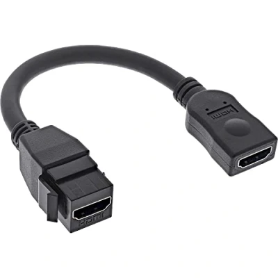Afbeelding van InLine® HDMI Keystone adapterkabel 4K/30Hz, A aansluiting/bus, zwart, 0,2m