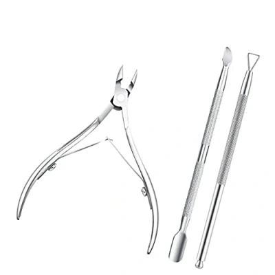 Afbeelding van Nagelknipper, nagelriemtang met nagelriemschuiver, precisie nagelknipper voor vingernagels, voeten en handen, 3 stuks