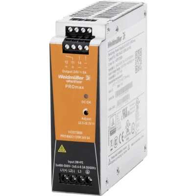 Afbeelding van Weidmüller PRO MAX3 120W 24V 5A DIN rail netvoeding 12 V/DC 5 A 120 W Inhoud: 1 stuk(s)