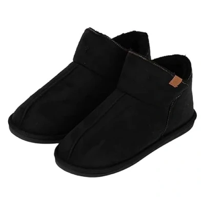 Afbeelding van Apollo Sloffen heren Suede Zwart Maat 41/42 Pantoffels
