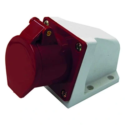 Afbeelding van Energaline 80870 elektrische wandcontactdoos, 32 A, 3 P+T, 380 V, rood