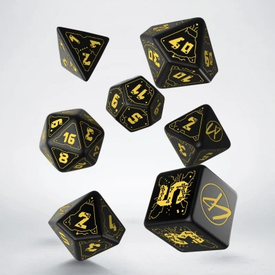 Afbeelding van Cyberpunk Red polydice set Wet Work, black w/yellow