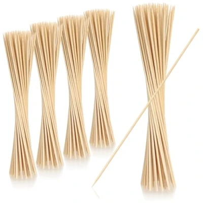Afbeelding van COM FOUR® 250x sjasliekspiesjes van bamboe lange houten spiesjes voor het plakken vlees, groenten en fruit 35 cm barbecuespiesjes huishouden stokjes (250 stuks cm)