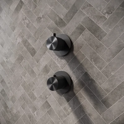 Afbeelding van HotBath Archie Afbouwdeel Inbouw thermostaat met 2 weg stop omstel Geborsteld Gunmetal PVD AR7009EXTBGP