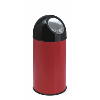 Afbeelding van Afvalbak 40ltr Pushdeksel met onderbak rood/zwart
