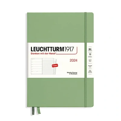 Afbeelding van LEUCHTTURM1917 367760 Weekkalender &amp; notitieboek Composition (B5) 2024, 12 maanden, salie, Engels