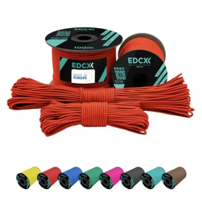 Afbeelding van EdcX 2 mm Nylon Paracord 275 (50 en 100 m) 100% touw, 3 Strengs koord, koord in vele kleuren (Sofit Orange,