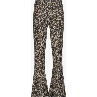 Afbeelding van TwoDay flared meisjes broek met panterprint beige Maat 158/164