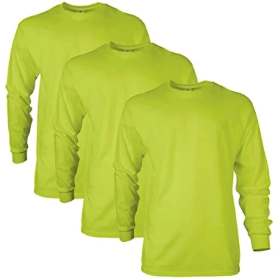 Afbeelding van Gildan heren Ultra Katoenen T shirt met lange mouwen, Stijl G2400, Veiligheid Groen, L
