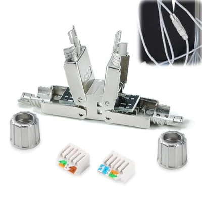 Afbeelding van UVVRUR LSA gereedschapsloze netwerkkabelconnector Cat.7 STP, veldconfectioneerbare koppeling, adapter, verlenging voor LAN installatiekabel, ethernet installatiekabel CAT 7
