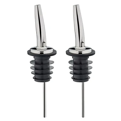 Afbeelding van Westmark 2 schenktuiten voor flessen met sterke drank/olie/azijn, luchtslang, metaal/roestvrij staal, plastic kurk, Inox Gastro, zilver, 47322280