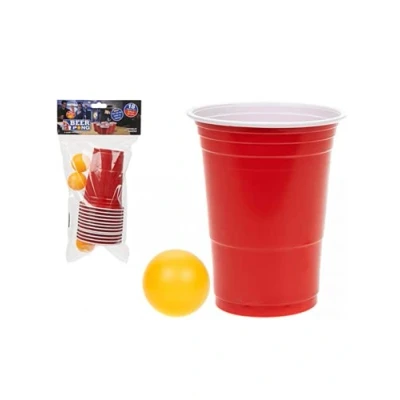 Afbeelding van BIER PONG 18ST SET MET 12 BEKER EN 6 BALLS 1