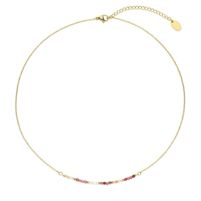 Afbeelding van CO88 Collection 8CN 26422 Kralen Ketting Collier 2,2mm Ankerschakel 1,2mm 40+5cm Roze Wit Goudkleurig
