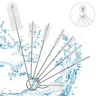 Afbeelding van Vicloon Flessenreinigingsborstels, 8 stuks buisborstel nylon fles pijpreiniger set voor flessenglazen, rietreiniging