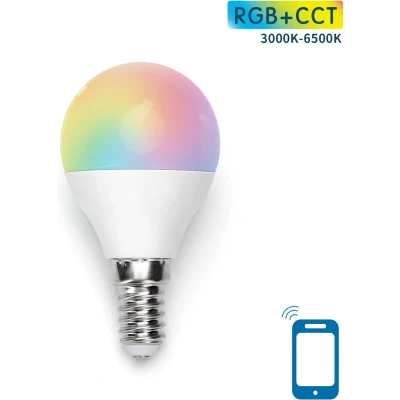 Afbeelding van Kogellamp E14 WiFi RGB+CCT 3000K 6500K RGB warmwit daglichtwit LED 7W=42W gloeilamp