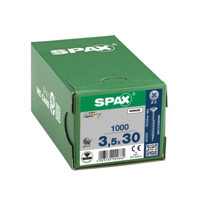 Afbeelding van Spax spaanplaatschroeven platverzonken kop verzinkt pozidriv deeldraad 3.5x30mm (per 1000 stuks)