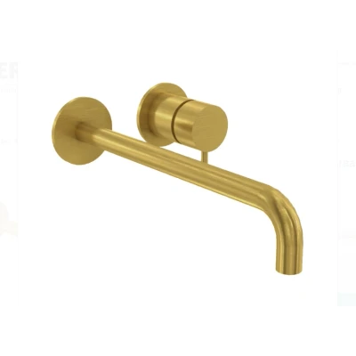 Afbeelding van Waterevolution Flow inbouw wastafelkraan geborsteld messing met uitloop 25cm T116BLE 25