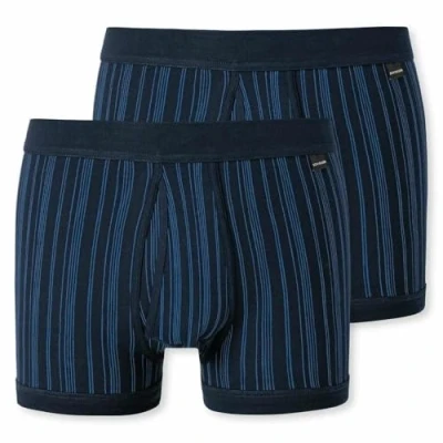 Afbeelding van SCHIESSER Original Classics shorts (2 pack) Feinripp met gulp blauw gestreept Maat: XL