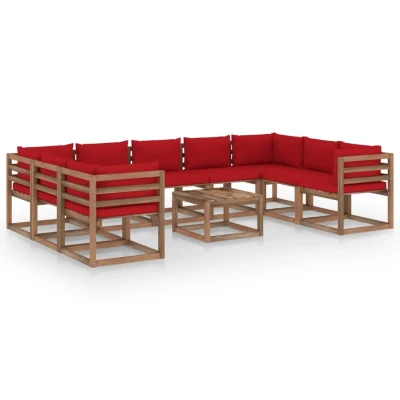Afbeelding van 10 delige Loungeset met rode kussens