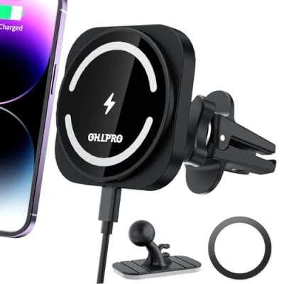 Afbeelding van OHLPRO Magnetische Draadloze Autolader voor Magsafe Auto Mount iPhone 15/14/13/12 Pro Max Mini,15W Snel Opladen Telefoon Houder Air Vent met Stick op Dashboard