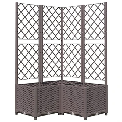Afbeelding van vidaXL Plantenbak met latwerk 80x80x136 cm polypropeen bruin