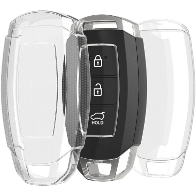 Afbeelding van kwmobile Autosleutel hoesje geschikt voor Hyundai 3 knops Keyless Go behuizing van TPU transparant in