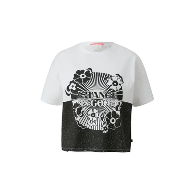 Afbeelding van QS Loosefit Tshirt print, Dames, Maat: XS, Schwarz