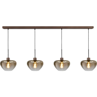 Afbeelding van Masterlight 4 lichts hanglamp Genua bruin met goud glas Ø 29cm 2971 15 160 29