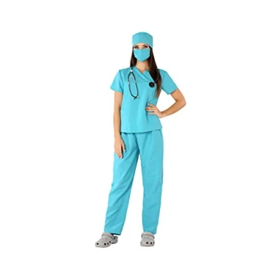 Afbeelding van Atosa 61555 kostuum verpleegster, groen, volwassenen, 61555, blauw, XL