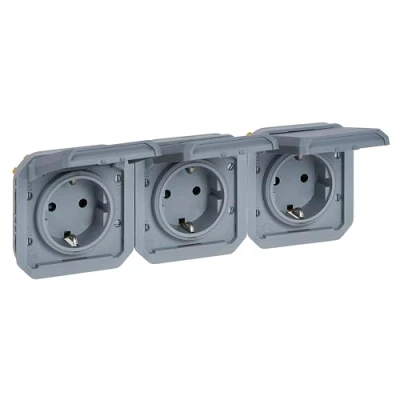 Afbeelding van Legrand plexo 3v contactdoos ra 2p a voorbedraad horizontaal ip55 ik08 grijs 069578l