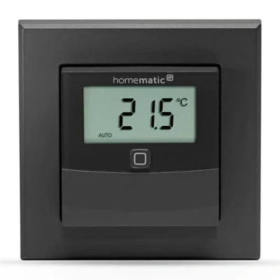 Afbeelding van Homematic IP Smart Home 160551A0 Temperatuur en luchtvochtigheidssensor met display, binnen, antraciet, regelt radiator/vloerverwarming via app, Alexa, temperatuurmeting, energiebesparing