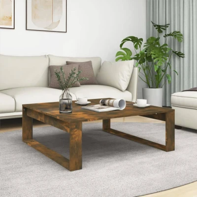 Afbeelding van Salontafel 100x100x35 cm bewerkt hout gerookt eikenkleurig