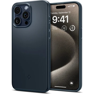 Afbeelding van Spigen Thin Fit Hoesje voor de Apple iPhone 15 Pro Max Back Cover Metal Slate