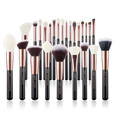 Afbeelding van Jessup Make up kwasten 25st Professionele Kwastenset Foundation Poeder Blusher Oogschaduw mengen Natuurlijk Synthetisch Haar (Zwart/Rose Goud) T155