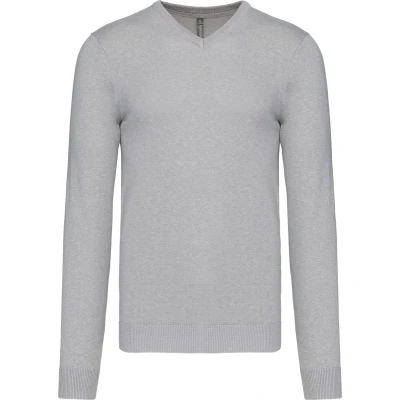 Afbeelding van Pullover/Cardigan Heren XXL Kariban V hals Lange mouw Grey Melange 50% Katoen, Acryl