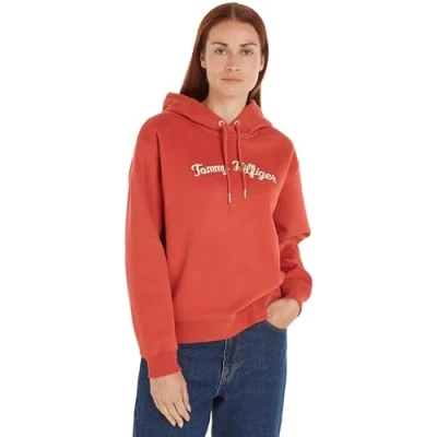 Afbeelding van Tommy HILFIGER Dames IM REG SCRIPT HOODIE Pullover Hoodie, Terra Rood, XS, XS