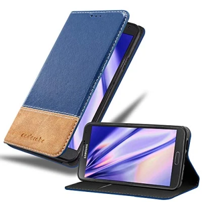 Afbeelding van Cadorabo Hoesje geschikt voor Samsung Galaxy NOTE 3 in DONKERBLAUW BRUIN Beschermhoes met magnetische sluiting, standfunctie en kaartvakje Book Case Cover Etui