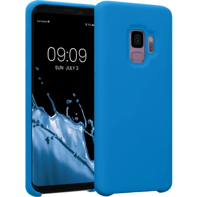 Afbeelding van kwmobile telefoonhoesje geschikt voor Samsung Galaxy S9 Hoesje met siliconen coating Smartphone case in stralend blauw