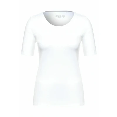 Afbeelding van Cecil Tshirt basic, Dames, Maat: Small, Weiß