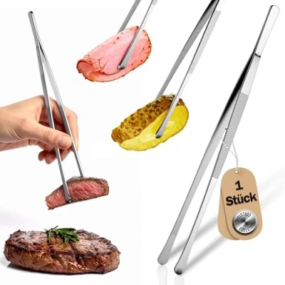 Afbeelding van Menz Kookpincet, 32 cm lang Kookpincet van roestvrij staal Solide keukenpincet, vlees en grillpincet duurzame kooktang voor de keuken
