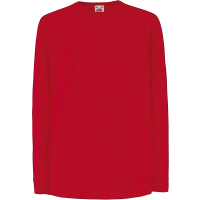 Afbeelding van Fruit of the Loom Kids Value Weight Longsleeve 5 stuks T shirt Rood (Maat 140)