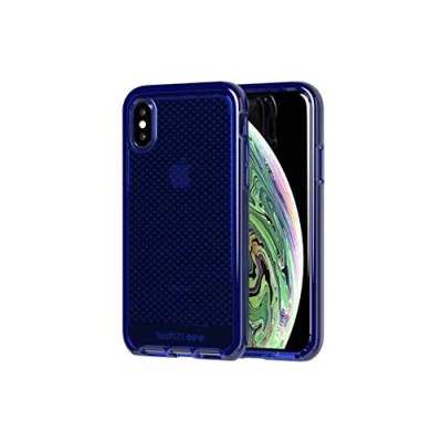 Afbeelding van tech21 Tech Enterprises Beschermend Apple iPhone X/XS hoesje dun patroon achterkant met FlexShock Evo Check Midnight Blue