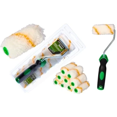 Afbeelding van ToolSpace 10x Verfroller Polyacryl 7 cm Lakrollen met Rubberen Handgreep, Rollerkwast voor Verfwerkzaamheden en Renovatie, Perfecte verfapplicatie, robuust, Ergonomisch Handvat, Schilderset
